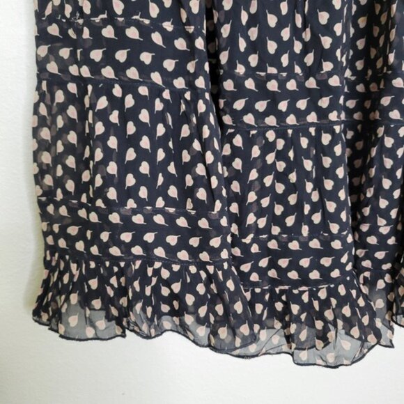 Anna Sui Tiered A-Line Skirt Sheer Ruffle Hem Pink Leaf Print Sample Small - Picture 3 of 8